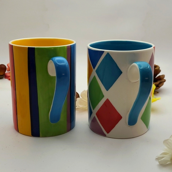 Whittard of Chelsea handpainted geometric design, two tea cups - Picture 8 of 8
